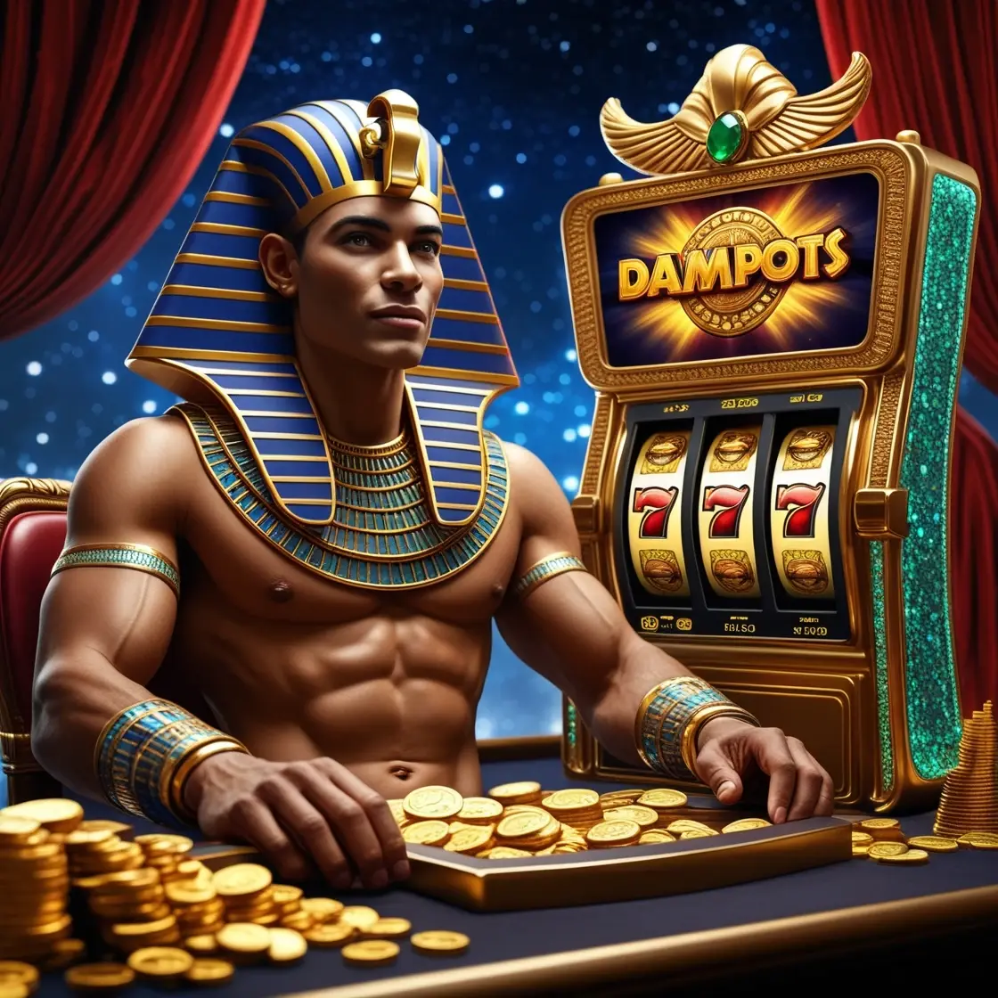 Antiker ägyptischer Spielautomat mit Hieroglyphen und Symbolen
